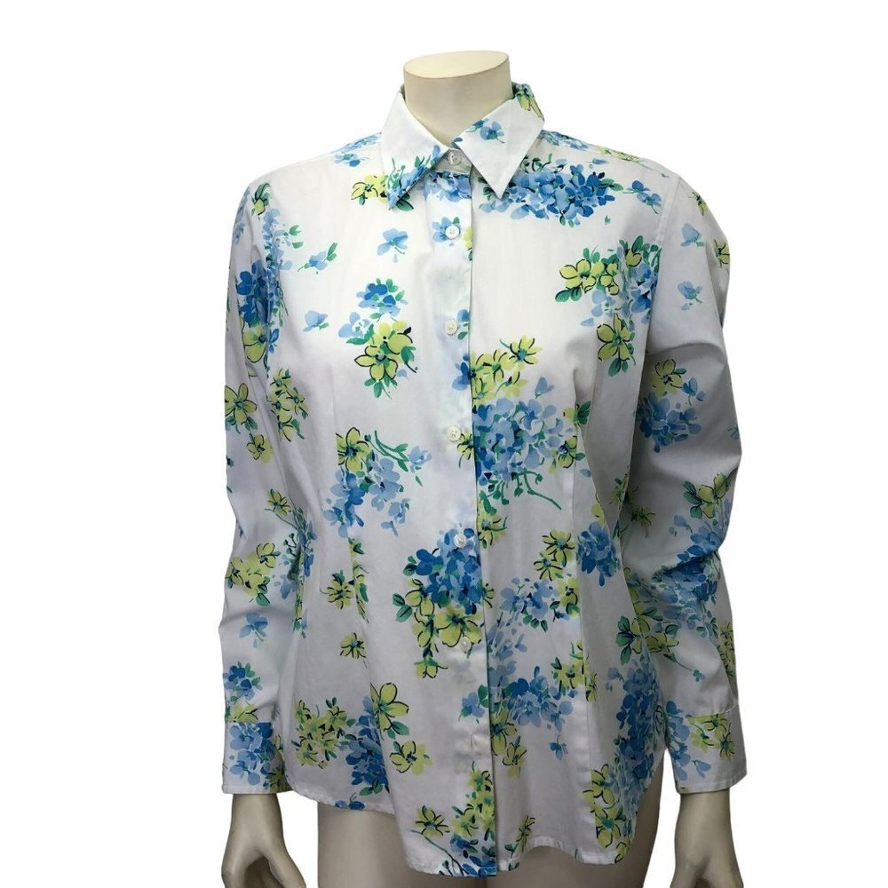 VAN HUESEN COLLARED FLORAL PRINT TOP MD‎